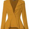 Clearance Hybrid & Company Hybrid & Company Women'S Casual Work Office Dressy Double Notch Lapel Sharp Shoulder Pad Single Button Peplum Comfy Blazer