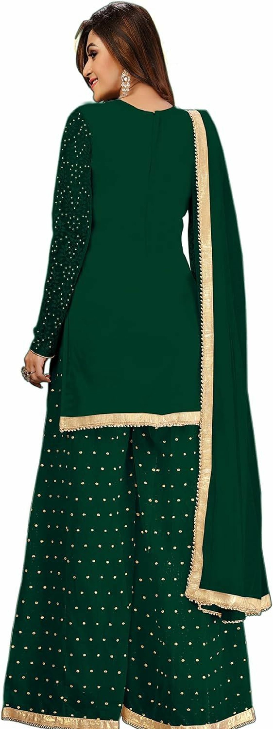 Wholesale TRENDMALLS Trendmalls Women'S Cotton Embroidery Kurta Sharara Suit Set Indian Pakistani Wedding Special Wear