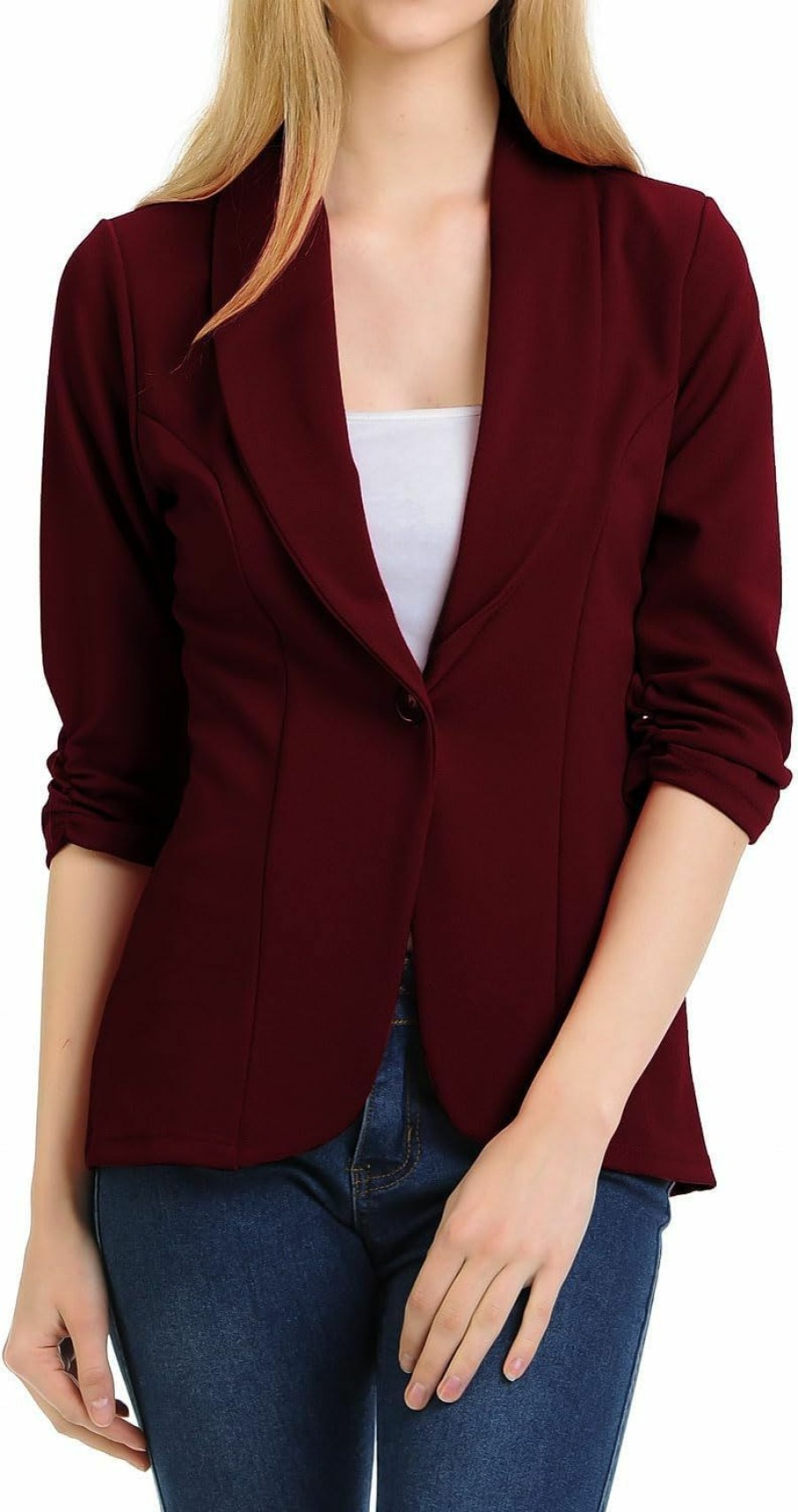 Wholesale MINEFREE Minefree Women'S 3/4 Ruched Sleeve Lightweight Work Office Blazer Jacket (S-3Xl)