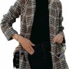 Best Taodou Taodou Women'S Casual Blazers Woolen Plaid Blazer Lapel Long Sleeve Button Pocket Jackets Coat