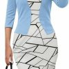 Online Yajedo Women'S Bodycon Pencil Dresses 3/4 Sleeve Teacher Church Wear To Work Modest Business Outfits Faux Blazer Suiting Dress