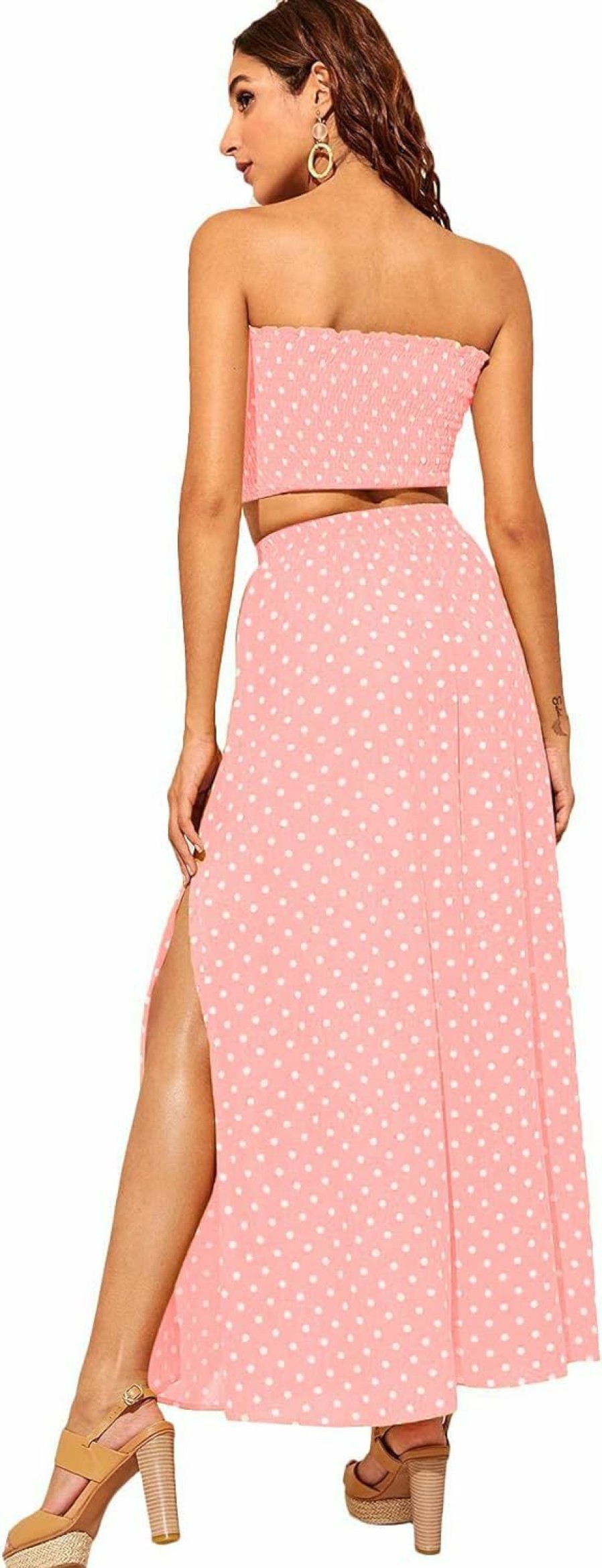 Online Floerns Floerns Women'S Summer Printed 2 Piece Outfit Crop Tube Tops And Split Long Skirt Set