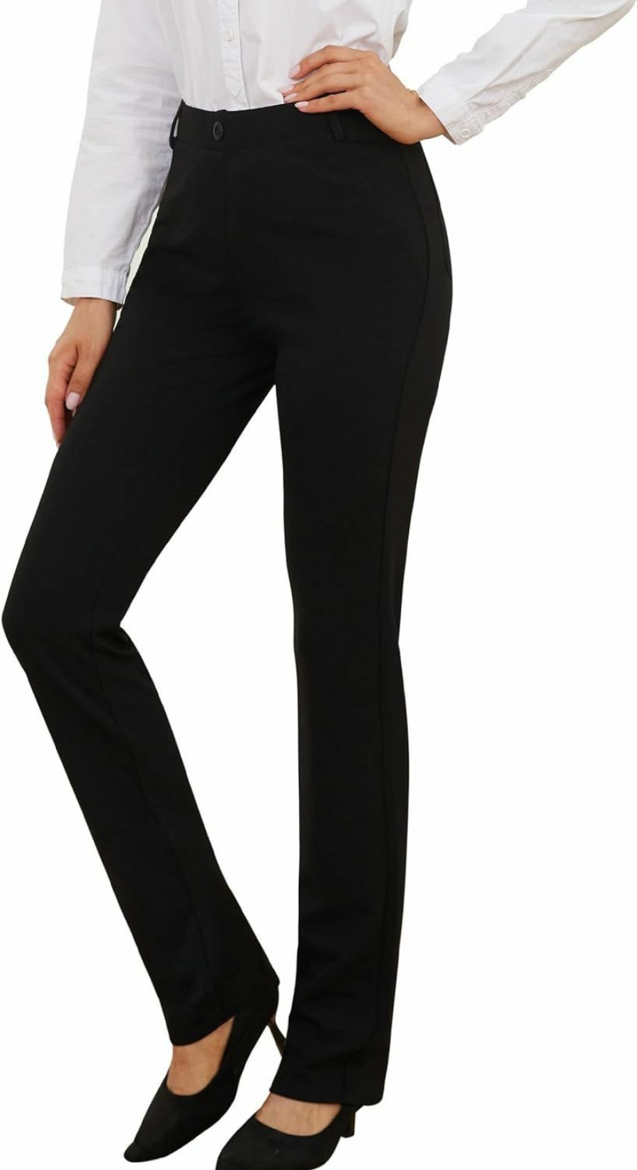 Hot MUSIDORA Musidora Women'S Business Casual Straight Leg Dress Pants With Belt Loops/High Waisted Trousers With Pockets