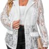 Wholesale WDIRARA Wdirara Women'S Plus Size Contrast Lace Button Front Lapel Neck Long Sleeve Elegant Blazer