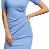 Clearance AISIZE Aisize Women'S Retro Half Collar Ruched Business Work Pencil Dress