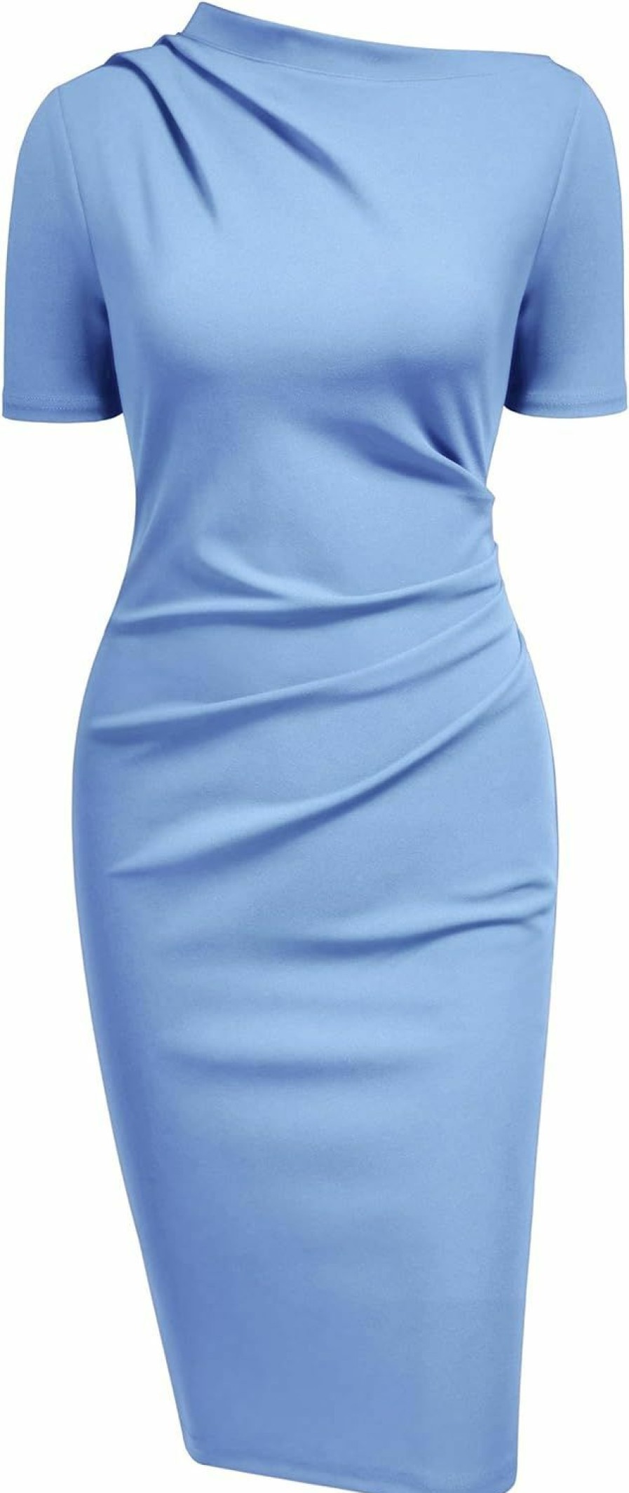 Clearance AISIZE Aisize Women'S Retro Half Collar Ruched Business Work Pencil Dress