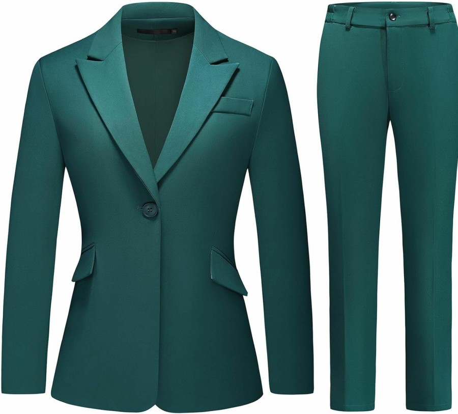 Wholesale Lamgool Lamgool Women Suit 2 Pieces Set One Button Lady'S Business Formal Peak Lapel Blazer And Pants For Work