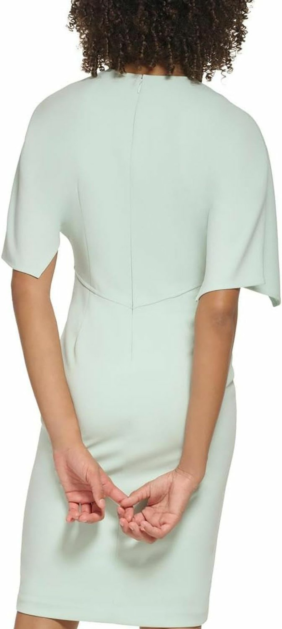 Clearance Calvin Klein Calvin Klein Scuba Crepe Sheath With Cape Sleeves Celadon 14