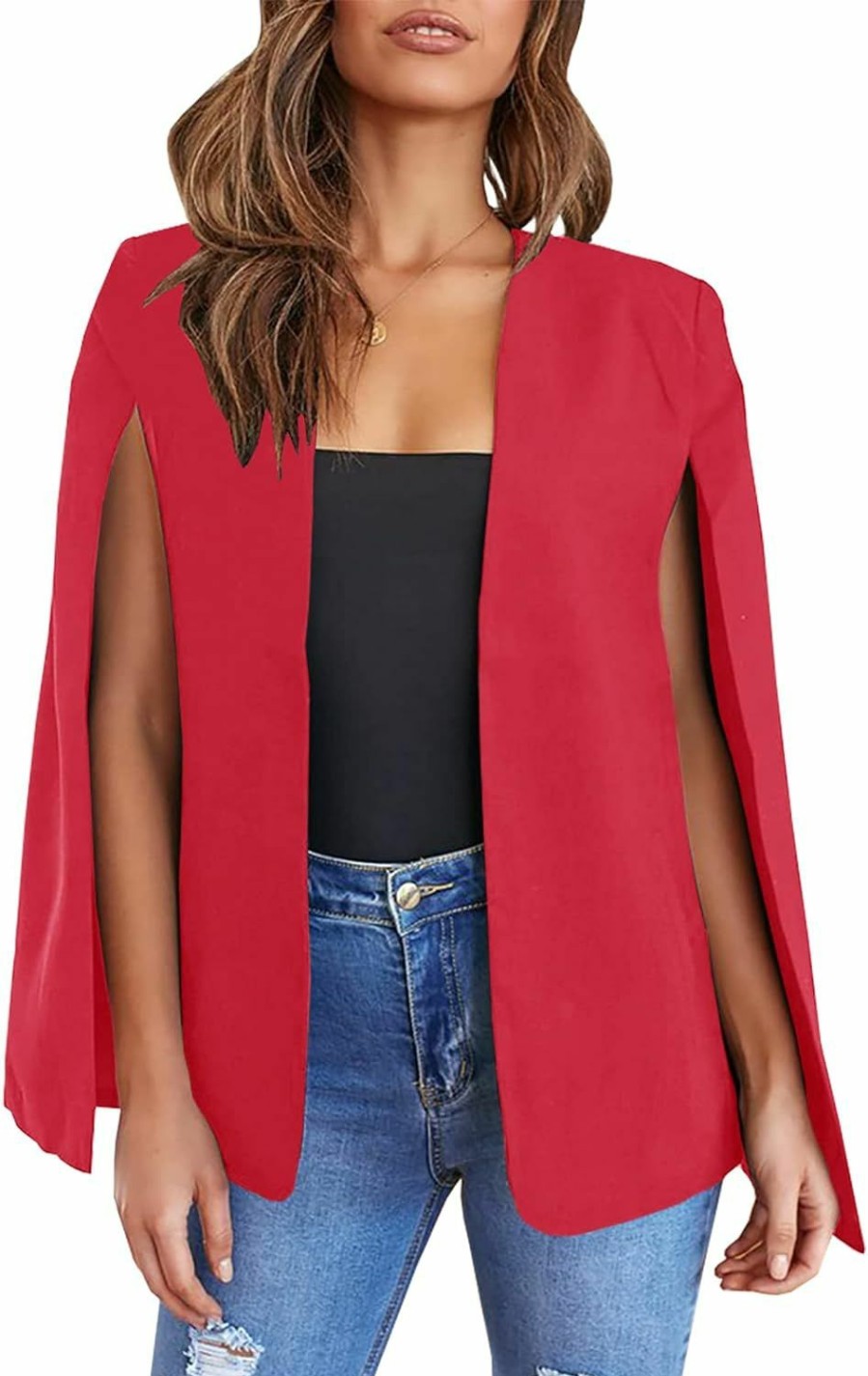 Wholesale GAMISOTE Gamisote Womens Cape Blazer Split Sleeve Open Front Casual Jacket Coat Workwear