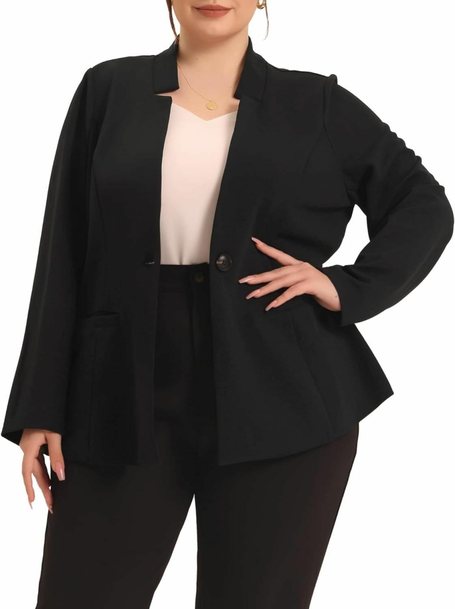 Hot Agnes Orinda Agnes Orinda Plus Size Business Suit Blazer For Women Office Work Button Long Sleeve Black Blazers Jackets