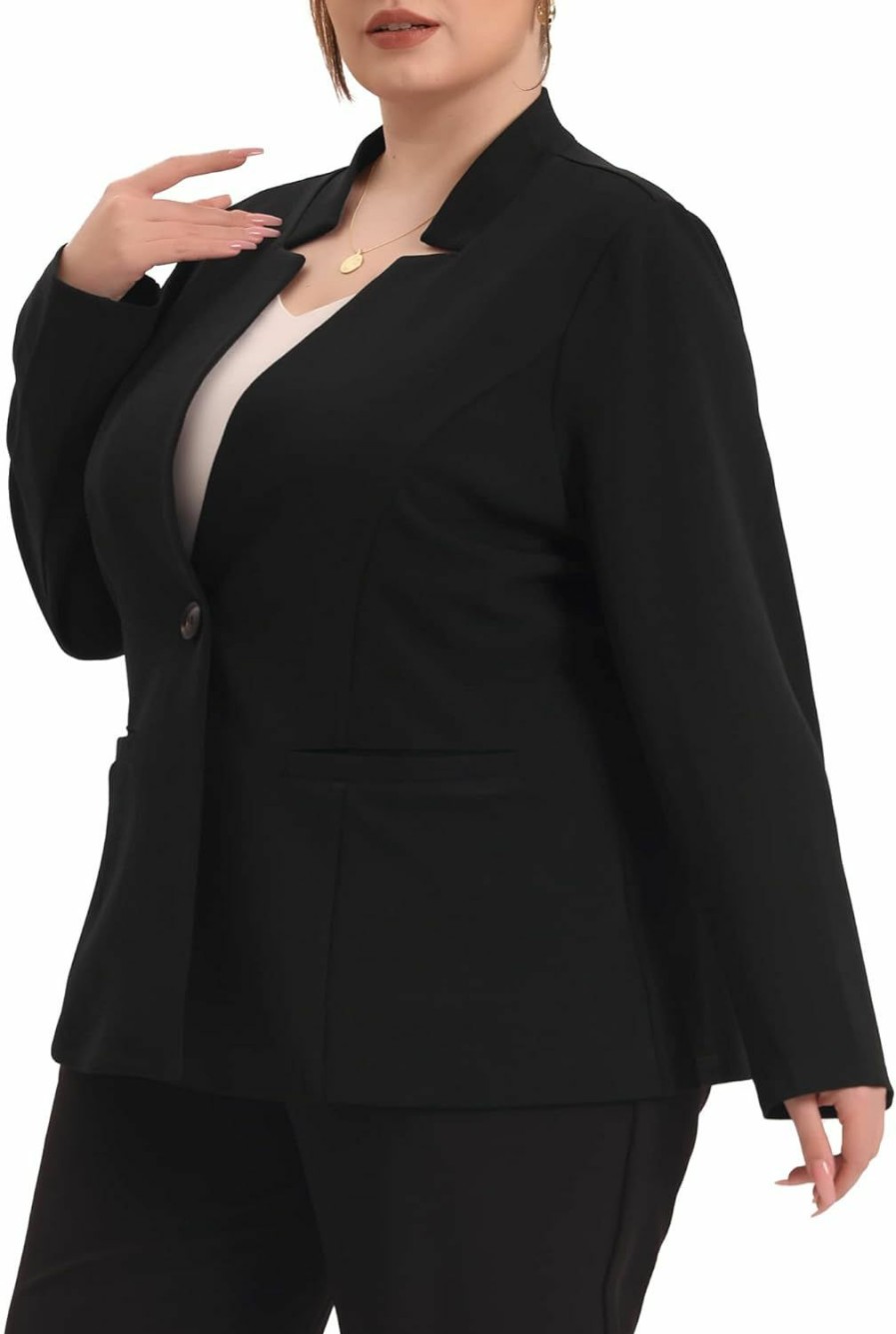 Hot Agnes Orinda Agnes Orinda Plus Size Business Suit Blazer For Women Office Work Button Long Sleeve Black Blazers Jackets