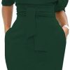 Wholesale Nature Comfy Elegant Womens Wear To Work Casual One Shoulder Belted Pencil Dress With Pockets