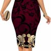 Best LalaLin Lalalin Sexy Short Sleeve Bodycon Dress For Women Floral Printed Mesh Slim Fit Prom Party Midi Dresses