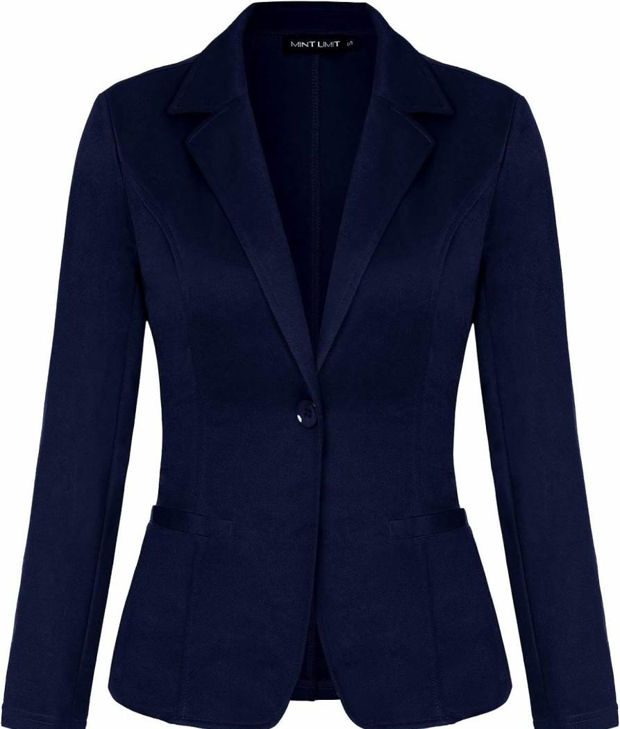 New MINTLIMIT Mintlimit Blazers For Women Casual Long Sleeve Open Front Cardigan Work Office Blazers Jacket With Pockets Navy Small