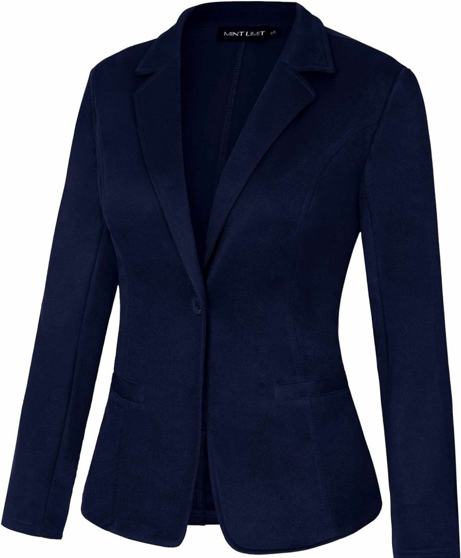 New MINTLIMIT Mintlimit Blazers For Women Casual Long Sleeve Open Front Cardigan Work Office Blazers Jacket With Pockets Navy Small