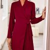 Hot dowerme Dowerme Women'S Casual Long Sleeve Lapel V Neck Mini Wrap Dresses 2024 Belted Ruched Business Work Office Blazer Dress