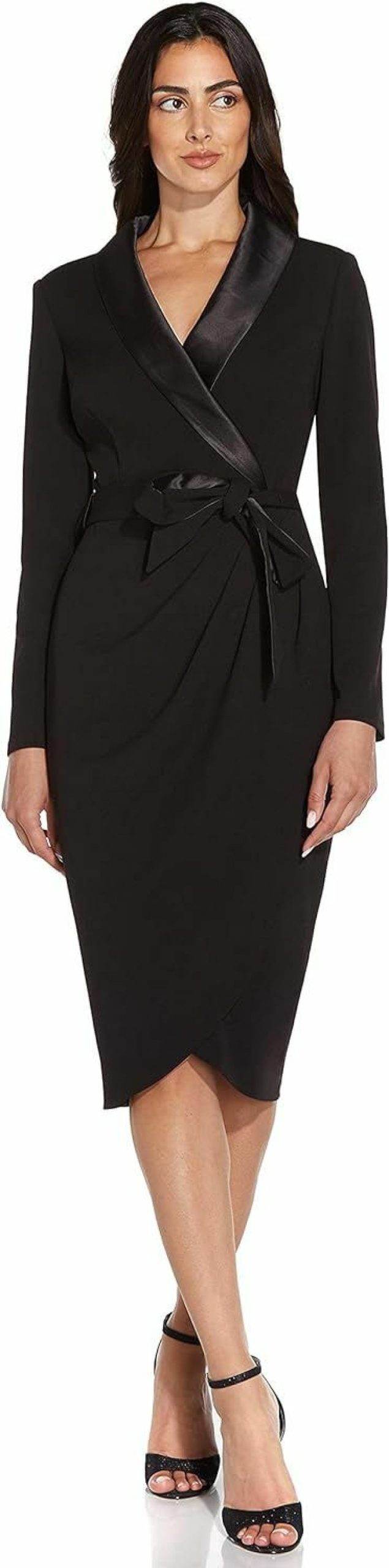 Hot Adrianna Papell Adrianna Papell Women'S Knit Crepe Tuxedo Wrap Dress