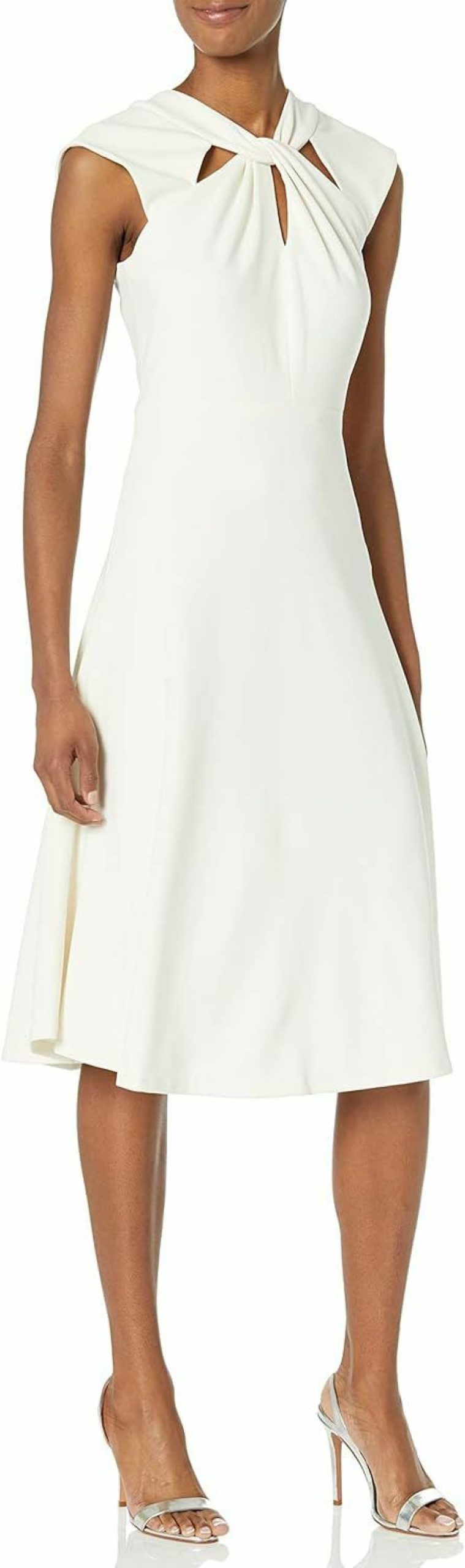 Best DKNY Dkny Women'S Short Sleeve Scuba Crepe Twist Neck Midi