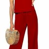 Online luvamia Luvamia Two Piece Outfits For Women Flowy Square Neck Top High Waisted Wide Leg Pants With Pockets Vacation 2 Piece Sets