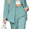 Hot SweatyRocks Sweatyrocks Women'S 2 Piece Blazer Set Button Front Long Sleeve Blazer And Pants Solid Business Office Suits Set