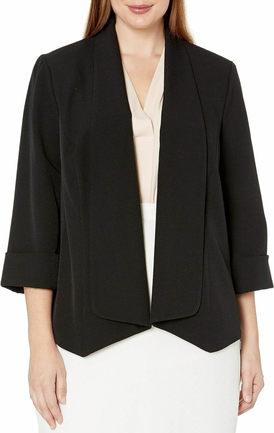 New Kasper Kasper Women'S Plus Size Stretch Crepe Flyaway Jacket