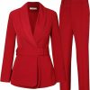 Best Beauty-Emily Women Business Suit Sets For Work 2 Pieces Office Outfits Single Vent With Belt Professional Pants