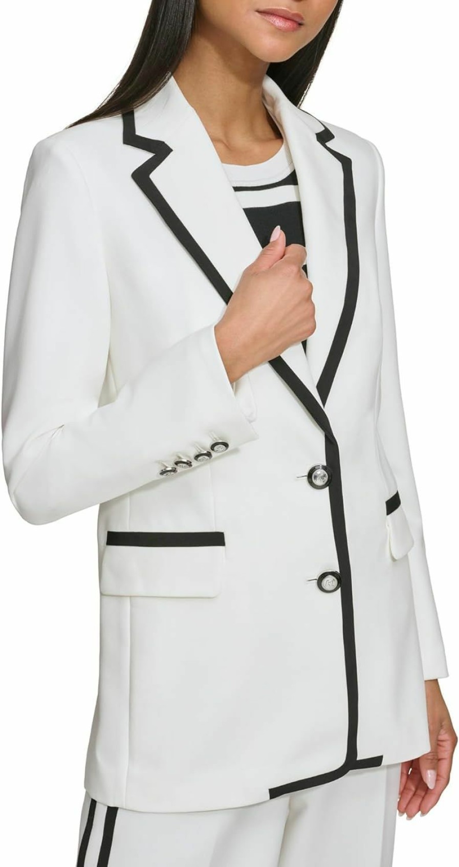 Online Karl Lagerfeld Paris Karl Lagerfeld Paris Women'S Piping Detail Blazer