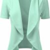 Hot DOUBLJU Doublju Casual Draped Ruffles Blazer Short Sleeve Basic Open Front Cardigan Jacket For Womens With Plus Size Work Office Suit