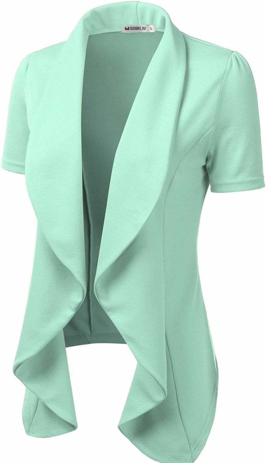 Hot DOUBLJU Doublju Casual Draped Ruffles Blazer Short Sleeve Basic Open Front Cardigan Jacket For Womens With Plus Size Work Office Suit