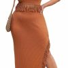 Hot Floerns Floerns Women'S Plus Size Two Piece Summer Fringe Trim Cami Top And Slit Hem Skirt Set