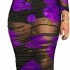 Hot Mojessy Women Sexy See Through Mesh Long Sleeve Ruched Midi Dresses Crop Top Bodycon Skirt 3 Piece Outfits Set Clubwear