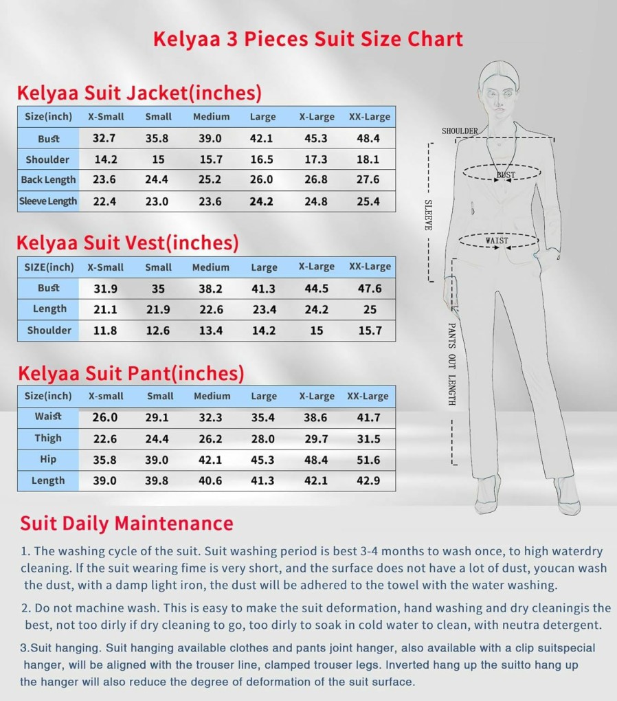 Online Kelyaa Women'S 3 Piece Suit Lady Business Casual Office One Button Slim Fit Blazer Jacket Vest Pants Set