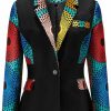 Hot SHENBOLEN Shenbolen Women African Print Coat Notched Lapel Pocket Blazer Jacket