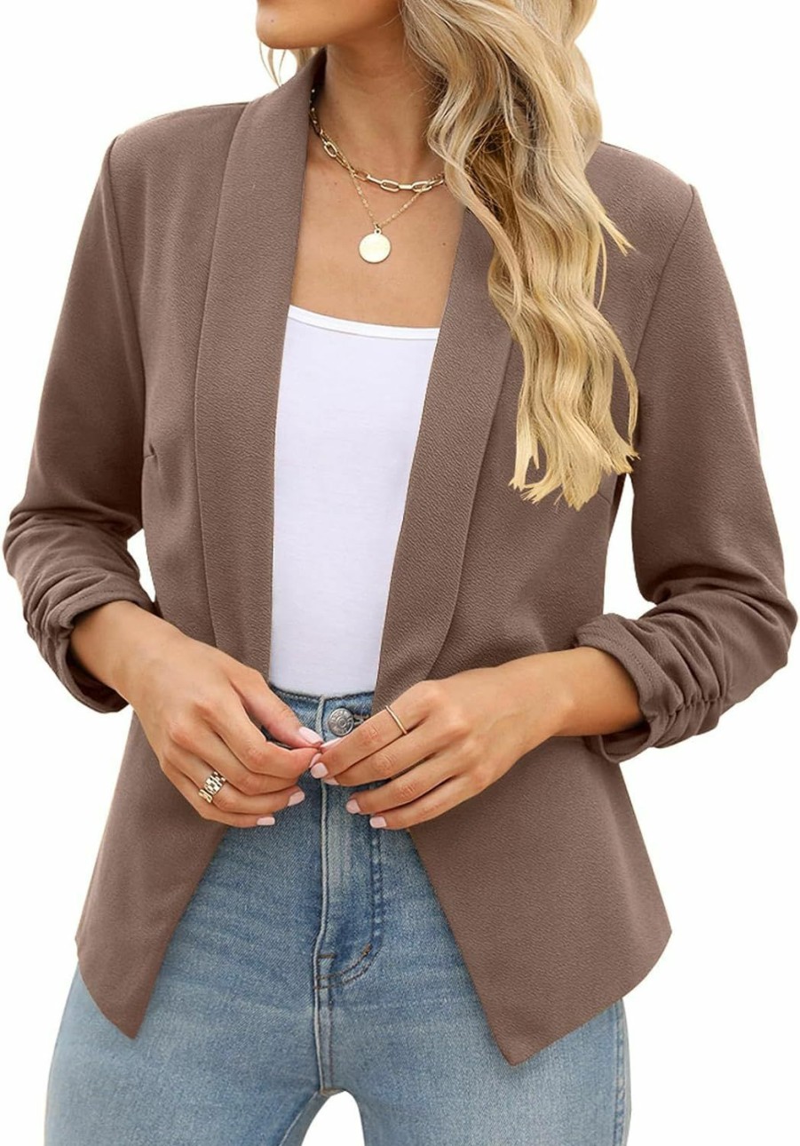 Hot POGTMM Women 3/4 Sleeve Blazer Open Front Cardigan Jacket Work Office Blazer