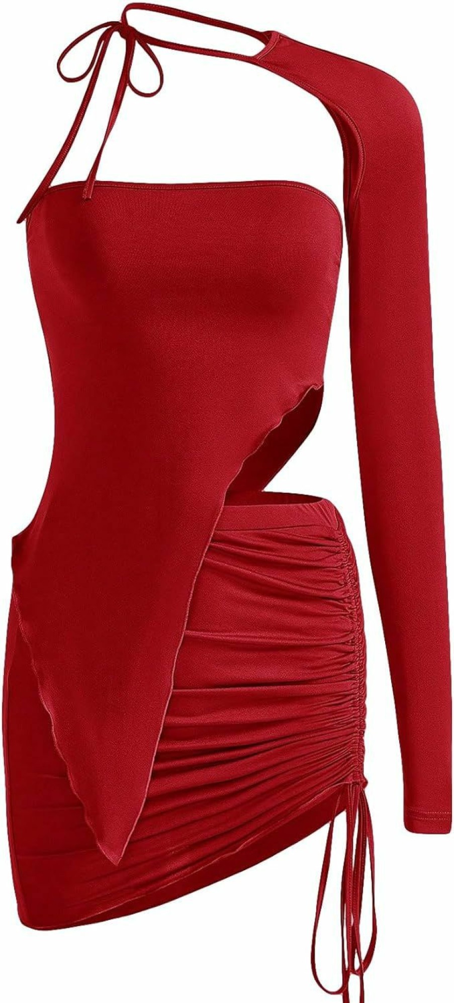 Hot Verdusa Verdusa Women'S 3 Piece Outfit Y2K Tube One Shoulder Top Shrug And Drawstring Ruched Bodycon Mini Skirt Sets