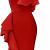 New Stylishine Stylishine Women'S Cocktail Party One Shoulder Ruffle Bodycon Formal Pencil Dress