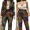 Online XIAOHUAGUA Women African Print Coat Kente Top And Pants Blazer Suit Sets