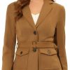 New Allegra K Allegra K Women'S Faux Suede Blazer Belted Lapel Outwear Single Breasted Work Jacket