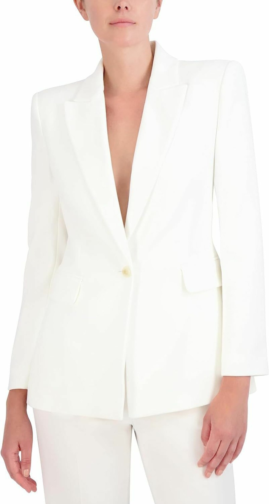 New BCBGMAXAZRIA Bcbgmaxazria Women'S V Neck Long Sleeve Straight Fit Blazer With Front Button Closure