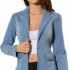 Hot Allegra K Allegra K Women'S Notched Lapel One Button Long Sleeve Business Washed Denim Blazer