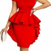 Best Salimdy Salimdy Women'S Cocktail Bodycon Ruffle Peplum Off Shoulder Sleeveless Formal Midi Pencil Dress