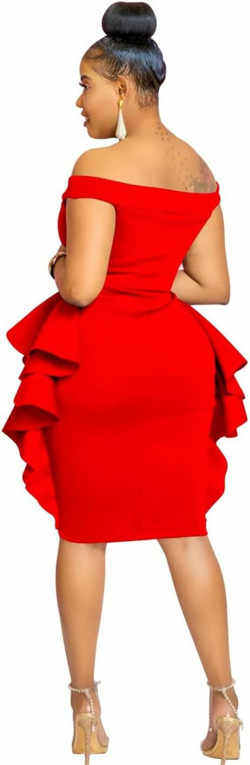 Best Salimdy Salimdy Women'S Cocktail Bodycon Ruffle Peplum Off Shoulder Sleeveless Formal Midi Pencil Dress