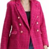 Best Rixiland Tweed Blazers Jackets For Women Double Breasted Lapel Long Sleeve Office Casual Blazer