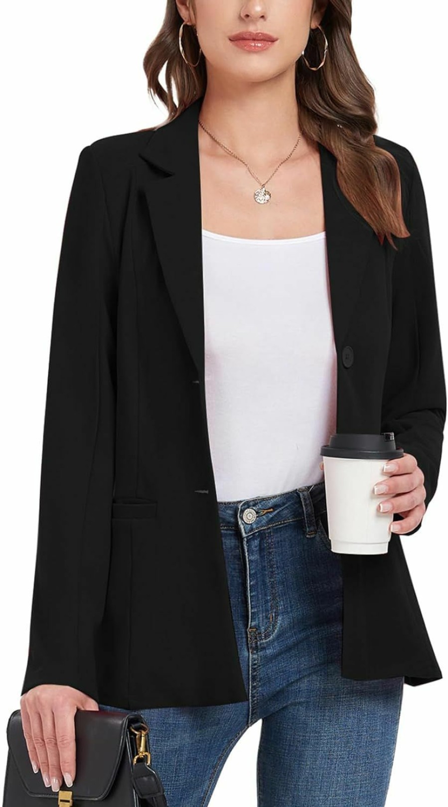 Online MINTLIMIT Mintlimit Womens Button Long Sleeve Blazer Open Front Lapel Blazer Jackets Work Office Suits With Pockets 2024