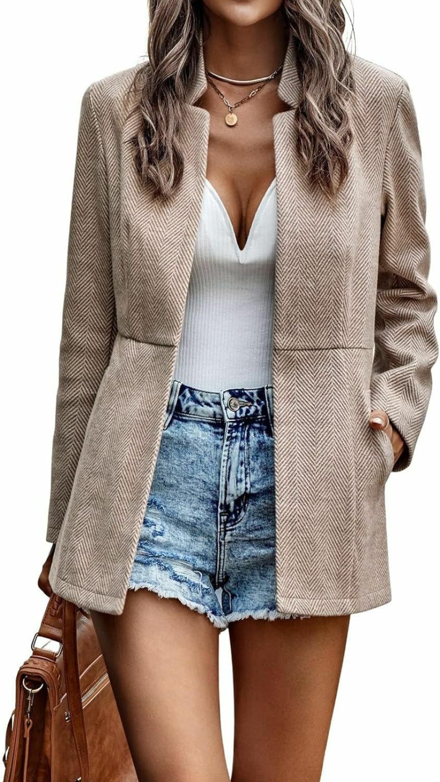 Best chouyatou Chouyatou Women'S Casual Business Open Front Long Sleeve Notch Lapel Office Blazer Jacket