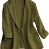 Clearance IDEALSANXUN Idealsanxun 2024 Linen Blazer Women 3/4 Sleeve Lightweight Spring Summer Blazer Jackets