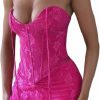 Wholesale LouVasabuce Women 2 Piece Bodycon Mini Skirt Set Backless Tie Up Floral Lace Bustier Corset Top Match Wrap Mini Skirt Set