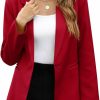 Clearance Sucolan Womens Casual Blazer Notched Lapel Work Office Blazer Jackets Slim Fit Open Front Suit Jacket With Pockets