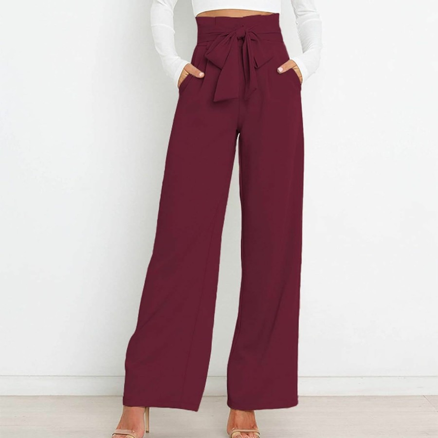 Wholesale TEERFU Women'S Wide Leg Pants High Elastic Waisted In The Back Business Work Trousers Long Straight Suit Pants