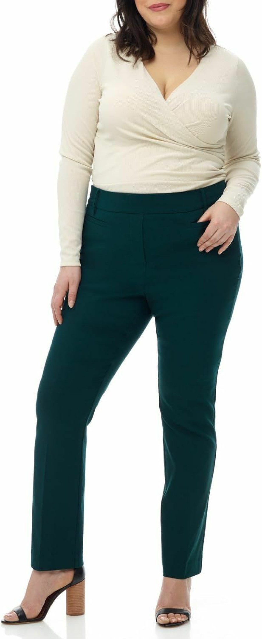 Best Rekucci Rekucci Curvy Woman Ease Into Comfort Plus Size Straight Pant W/Tummy Control